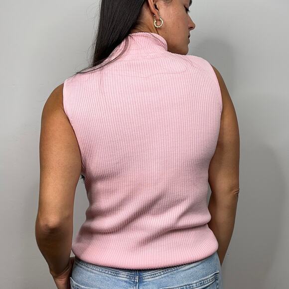 Croft & Barrow Pink Sleeveless Mockneck Ribbed Sweater - Picture 4 of 9